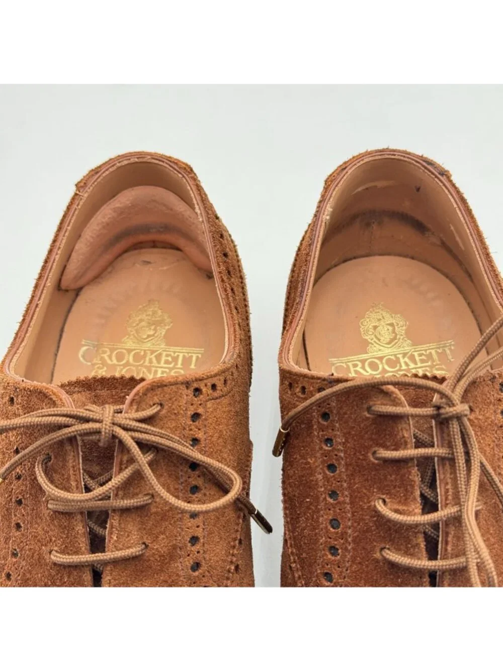 Crockett & Jones Westfield Tobacco Calf Suede Oxford Cap Toe Shoes UK 7.5/US 8.5